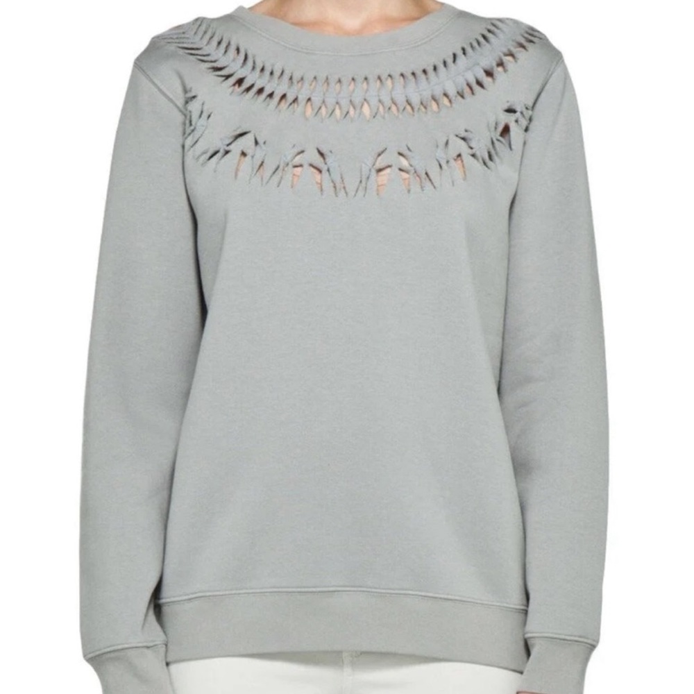 Maison Martin Margiela MM6 ripped cut-out design light gray Sweatshirt small